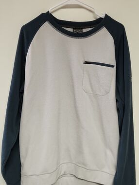Moosejaw Mountaineering Fleece Pullover Men’s XL Gray Blue Chest Zip Pocket